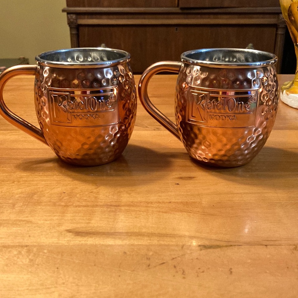 COPY - Kettle One Vodka Hammered Copper Moscow Mule Mug Cup Set Of 2